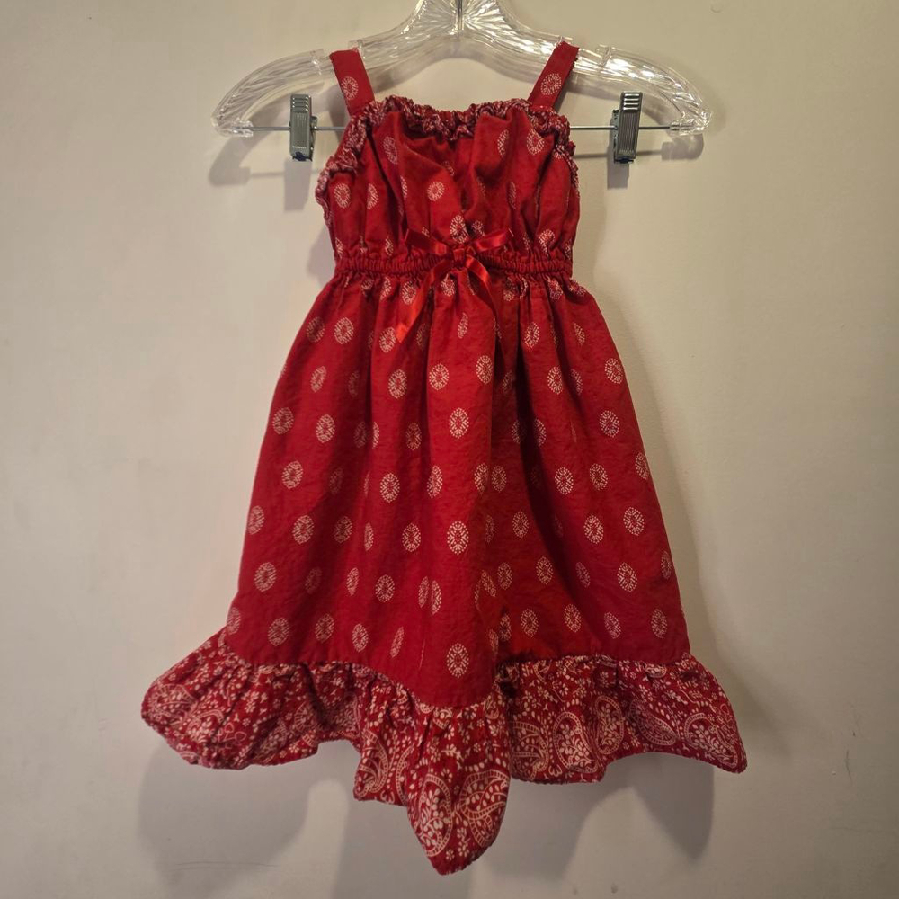 Girls BLUEBERI Comfy Casual Cotton Summer Dress Size 6 Red White Breatheable